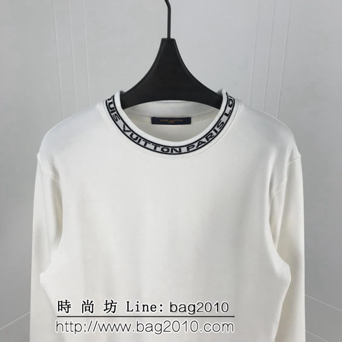 LV路易威登 19SS Virgil 定織字母螺紋 加厚長袖 男款白色打底 Tee ydi1816